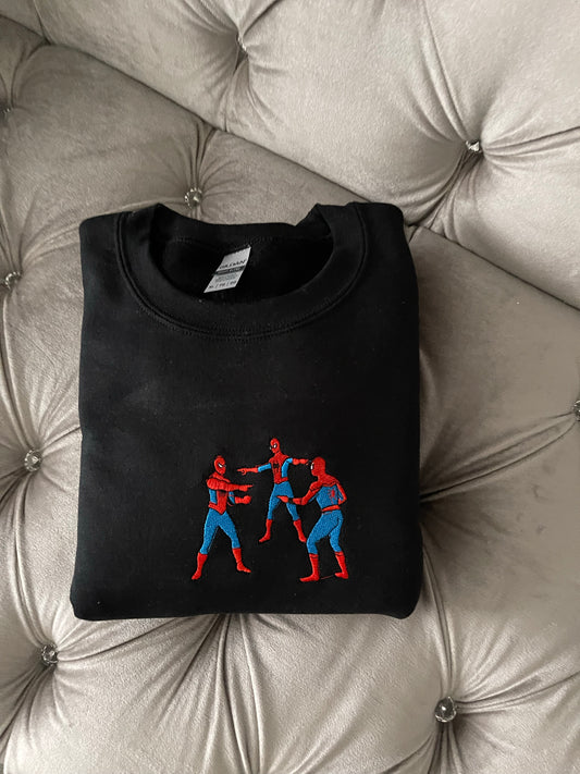 Triple Spiderman Embroidered Sweatshirt